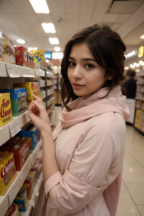 A cartoon girl shopping in dupatta