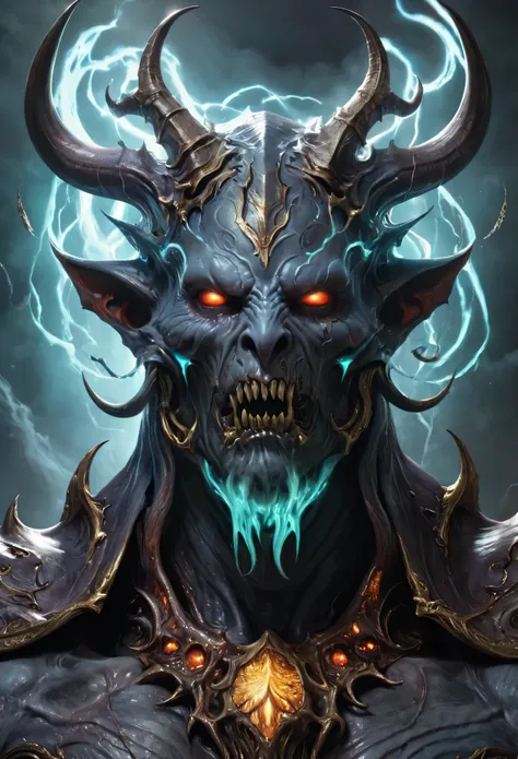 (best quality,4k,8k,highres,masterpiece:1.2),ultra-detailed,realistic,photorealistic:1.37,a close up of a demonic creature with a large head and horns, demon lord, demonic creature, demonic parasite, demonic monster, unholy abomination, fat ripped satanic ...