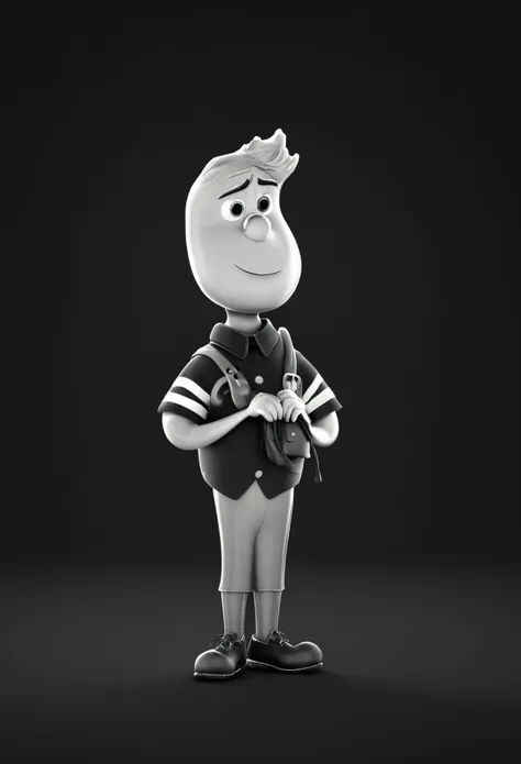 scarecrow，flat，black and white，pixar style，disney cute style，moe cute，well-behaved。likeable，rounded edges of graphics，