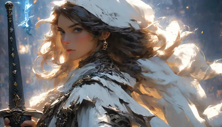 Masterpiece, best possible quality (UHD photographic low angle shot,) ((of a gorgeous rough and ready adventurer in the middle of a street, in a dystopian city under attack, by what appear to be humans that have been infused with Viper DNA, The girl was no...
