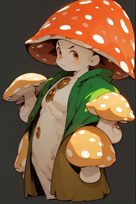 ((top-quality))、((tmasterpiece))、((Full body photo of anthropomorphic male mushroom))、((very simple background))、(Game character design)、Mushroom anthropomorphic monsteross and mushrooms merge with the body,)、luminous body、Beastman、Ornaments with mushroom ...