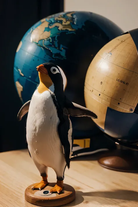 Create a captivating image featuring the iconic Linux penguin mascot standing proudly in the foreground, and a stylized globe in the background. Arrange different Linux technologies along the diameter of the globe, illustrating their global reach and influ...