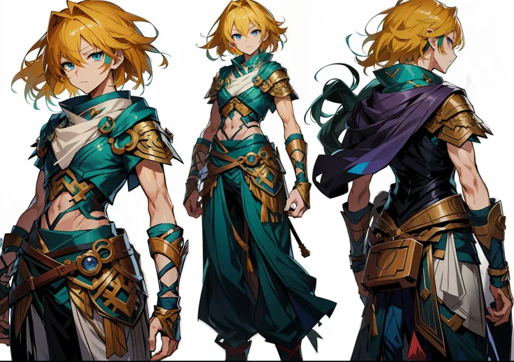 a couple of anime characters with different outfits and weapons, male protagonist 👀 :8, anime character design, detailed anime character art, best anime character design, rpg concept art character, high quality character design, young male ( ( character co...
