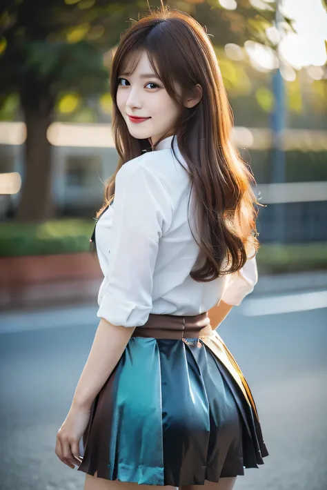 (Photorealistic:1.8, highest quality:1.8,8K masterpiece:1.8,High resolution,Mastepiece:1.8,RAW Photos,Cinematic lighting),No split screen、 morning、
(1 female secretary:1.5)、(Soryu Asuka Langley)、Shooting from behind、
(choker、White Shirt、Beautiful ass、Beaut...