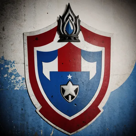 I need a shield for a soccer team based on the shield of the independent sports team Medellín in Colombia, but changing it for a team called Negados FC, que sea rojo, blue and white only the shield only in a flat image