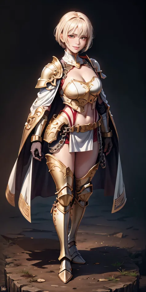 Masterpiece, (flat black background:1.2) solo, detailed face, intricate iris, thick lips, robot girl, (gold and white skin), realistic illustration of a (cyborg girl), (RED eyes), IvoryGoldAI, (freckles),(holding BREATHTAKING:1.2), (gold and white armor:1....