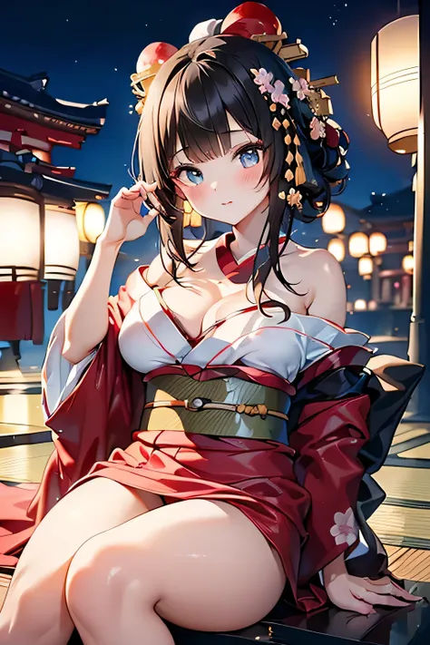 (((Gorgeous courtesan kimono:1.7))),(Beautiful mature woman dressed as an aristocrat&#39;s courtesan),(((A flashy and extravagant courtesan&#39;s costume:1.3))),(Glamorous Jar)(Gorgeous floral hair ornament),Gorgeous floral braided top knot,(Very delicate ...