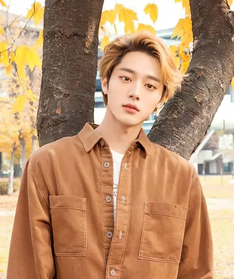 Arafed image of a man standing in front of a tree., Jung Jaehyun, Kim Doyoung, hyung tae, kim taejin, cai xukun, 🍁 lindo, toru furuya, con pelo corto, sakimichan, beautiful androgynous prince, Shinji, taken in the early 2020s, parque jimin, jungkook