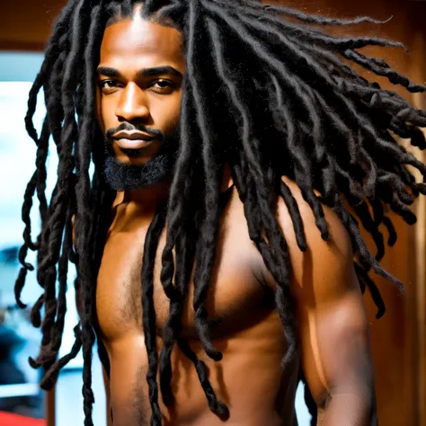 homem negro magro com dreads e cavanhaque curto