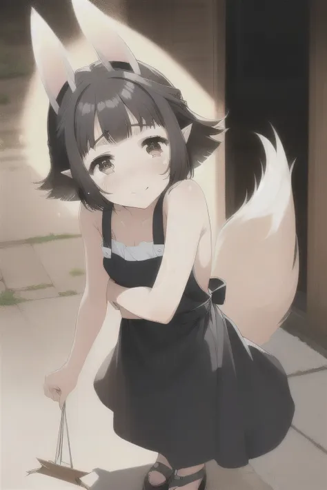 Hasaha、Animal ears、Black Hair、Brown eyes、Pointy Ears、short hair、Fox Ears、Animal ears、Black Hair、Brown eyes、Pointy Ears、short hair、Fox Ears、,A smile that melts,Sweaty、Tears run down my cheeks
,Naked Apron Dresses,No inner、Sheer apron
,Outdoor,street, Amazin...