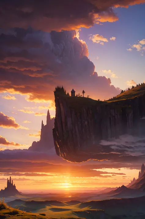 Highest quality,Fantasy,vast land,Sunset