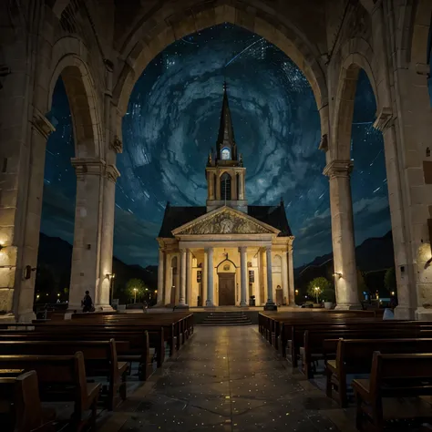 The church of Belen Nariño in the painting The Starry Night by van Gogh