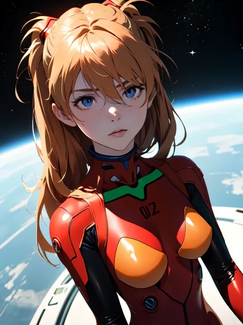 (masterpiece, highest quality), one girl, beautiful face, beautiful body, souryuu_asuka_langley, plug suit, bodysuits, interface...