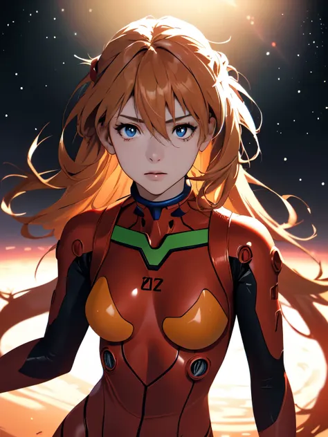 (masterpiece, highest quality), one girl, beautiful face, beautiful body, souryuu_asuka_langley, plug suit, bodysuits, interface...