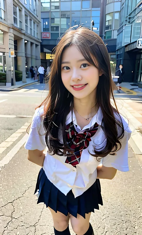 Ulzzang-6500-v1.1, (RAW Photos:1.2), (Realistic:1.4), Beautiful detailed girl, Very detailed eyes and face, Beautiful fine details, Beautiful legs、Ridiculous, Incredibly Ridiculous, Large file size, Full body view from below、Super detailed, High resolution...