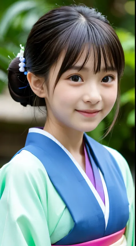 highest quality, masterpiece, Ultra-high resolution, (Realistic:1.4), RAW Photos, Very detailed, Perfect Anatomy, One girl, 12 years old, Most popular Japanese idols, ((Wearing only gorgeous kimono)), Very beautiful upward hips, Very cute face like a very ...