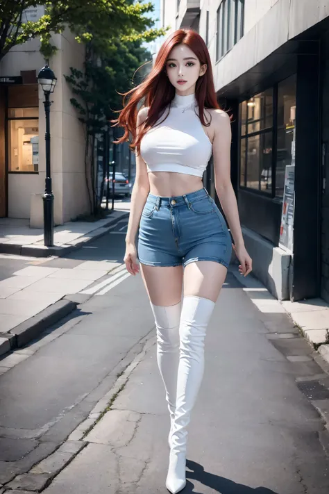 ((Realistic lighting, best quality, 8K, masterpiece:1.3)), Lock focus:1.2,  Beautiful woman with perfect figure:1.4, 3 beautiful Korean girls, Korean pop idol，Leg length，(Pale skin), (big eyes),（Smile：0.8），（Plump and sexy lips）， Complex and detailed face, ...