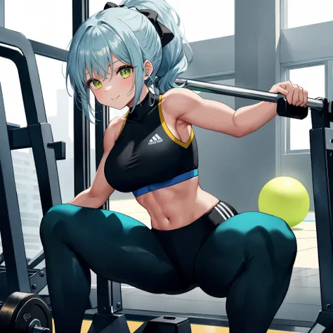 {
  "Number of Characters": 1,
  "Worldview": "A fusion of anime and manga, in a real gym doing weight training",
  "Body Type": "**Muscular with tan skin**: Her body shape is characterized by **tan skin**, which enhances her charm with its warm color. Her...