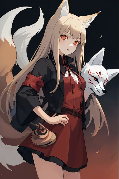 Illustration of a girl wearing a fox mask