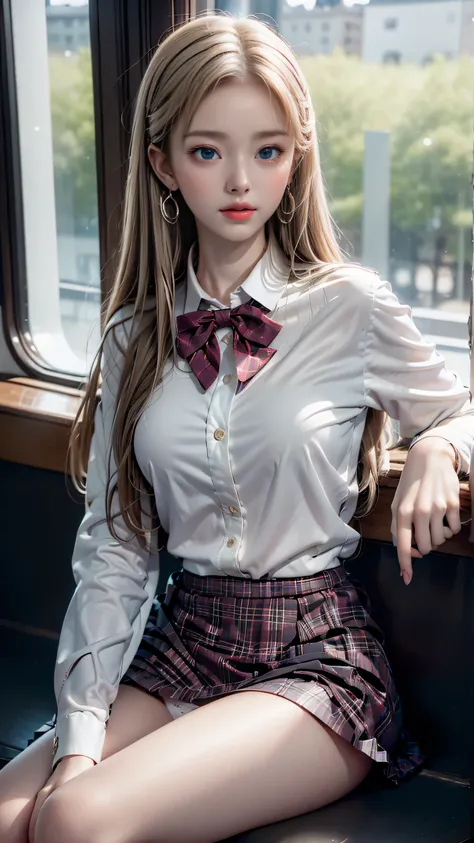 （Girl sitting on train seat)、Best quality work，Actual work，Ultra Premium Graphics，8K HD CG works，High quality graphics，High-definition CG works，10x pixels，Extremely fine detail：1.1，Advanced Technical Details：1.1 Photorealistic，Indoor lighting effects：1.5，N...