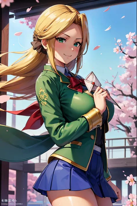8Kんで(A sloppy smile, The face we're looking for, Mischievous face:1.9)8Kんで(((((handing over a love letter:1.5)))))((woman,Huge , (Huge breasts:1.3),Are fat,とても唇が赤いHuge breastsを強調,Big Ass,Narrow waist,Long legs,Green Eyes立っている)) 8k((((Anime Style),(The ...