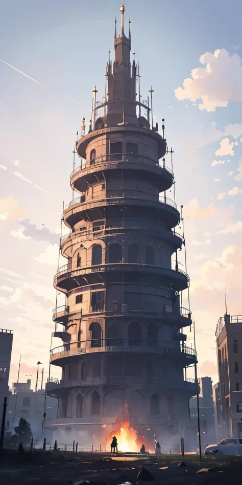 a huge tower that surged from underground... the whole world is paralized in shock