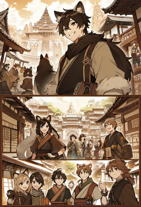 cover_page, super high resolution, detailed background, World Heritage Site, 6+boys, 6+girls, Happy, joyful, absurdres(Photos of solo travelers)(kemono, furry anthro),