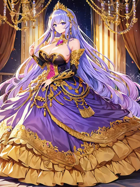 ((moe anime artstyle)),((Masterpiece)),(Best Quality), (Super Detail),((Very Delicate and Beautiful)),((Solo)),full body,((full body)),((1 bling-bling princess in beautiful embroidery and jeweled gorgeous rococo princess ballgown with voluminous full-lengt...