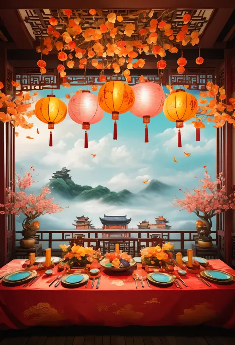 the background is centered around the elements of dreaming back to the tang dynasty，(you can refer to the wedding dinner scene p...