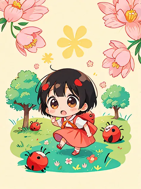 Momoko Sakura Style, Kawaii Design, Chibi Maruko-chan、Chibi, Cute ladybug、hiking