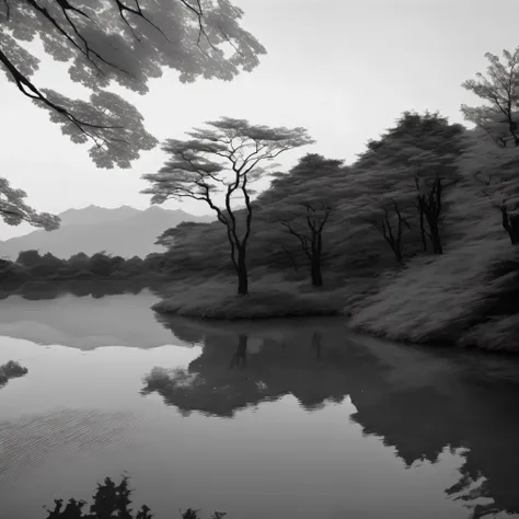 a kind of pictorial zen style,ink painting,great view of west
lake,small bridge and flowing water。8k，black and white，leica camer...