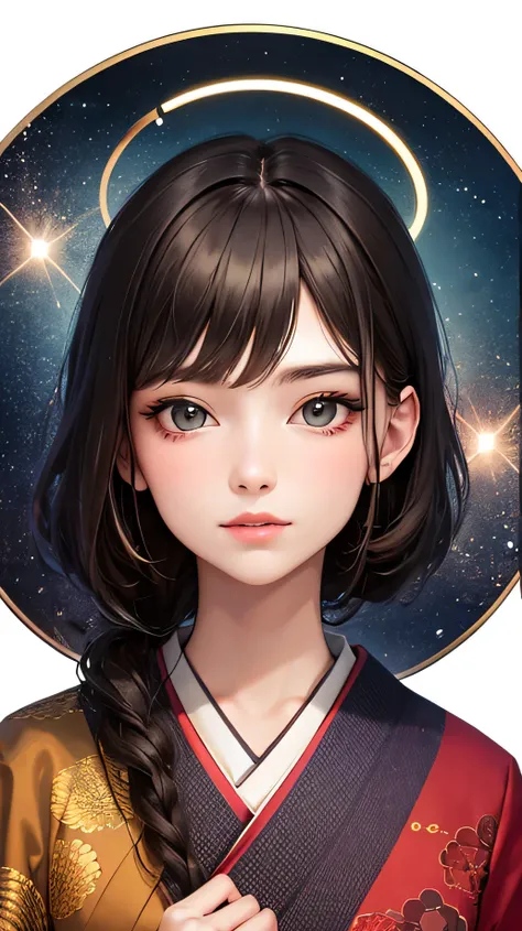 ((highest quality)),(detailed), Perfect Face,Kimono beauty,magic circle,Halo