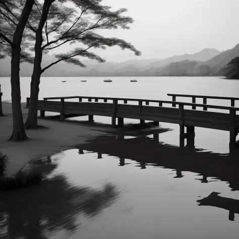 a kind of pictorial zen style,ink painting,great view of west
lake,small bridge and flowing water。8k，black and white，leica camer...