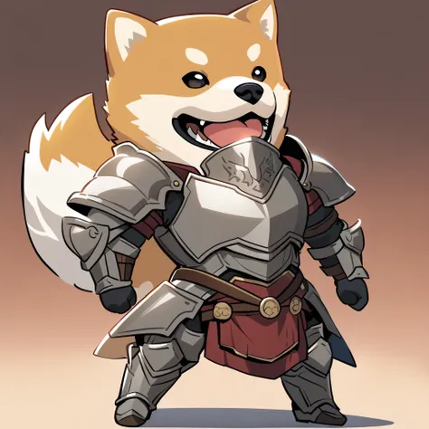 (a general in armor), (chibi manga style), (personified shiba inu)