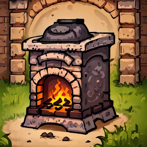 a gray color，brick stove，used to forge steel