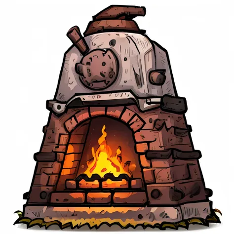 a gray color，brick stove，used to forge steel