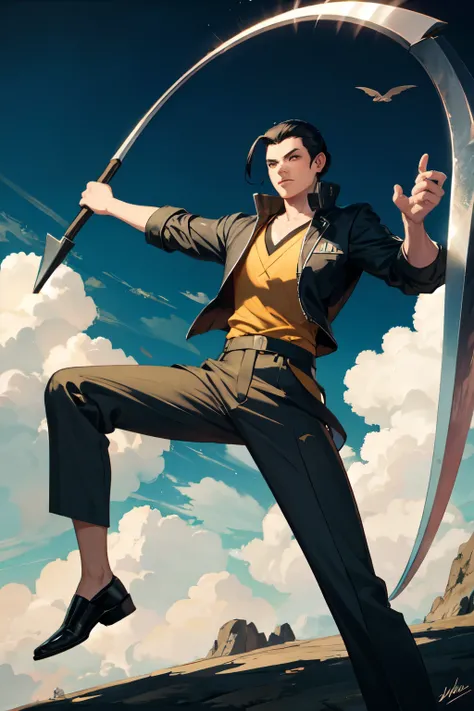 airbending man with a scythe
