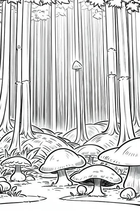 a realm where towering fungi dominate the landscape, creating a mystical world unlike any other. rendered in grayscale, this enc...