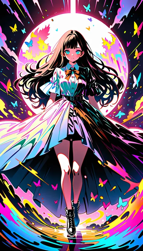 (masterpiece:1.1), (highest quality:1.1), (HDR:1.0), ambient light, ultra-high quality,( ultra detailed original illustration), (1girl, full body), ((harajuku fashion)), ((flowers with human eyes, flower eyes)), double exposure, fusion of fluid abstract ar...