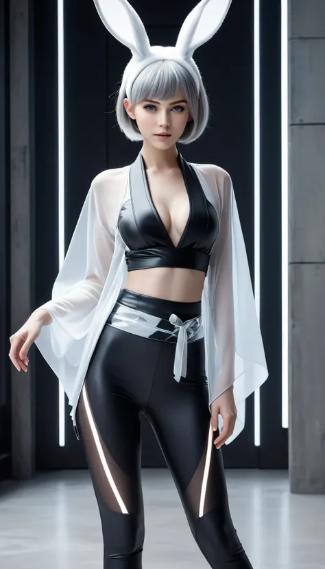 Best quality，Super Fine，Ultra-realistic，Futuristic costume design，Design implies flexibility，Monochromatic color scheme emanates tranquility，Surface reflects light softly，Minimalism，Simple and powerful feminine beauty，modernism，Feminine Elements in Visual ...