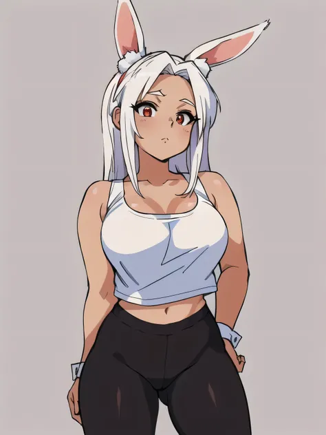 anime girl mit Hasenohren and a white top, Lola-Bunny-Fanart, OC-Kommission, Bunny Girl, casual pose, dick, mit Hasenohren, Im Anime-Stil, Order for high resolution, Charakter im Anime-Stil, ein Tanktop tragen, mit langen Schlappohren, fullbody commission ...