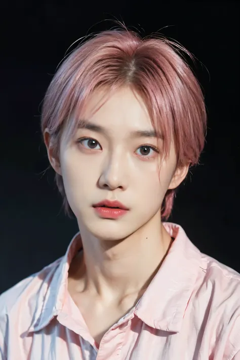 （Handsome Chinese guy：1.5）Pink hair，Anime boy with blue eyes and pink shirt, inspired by Yanjun Cheng, Guviz-style artwork, Guviz, Kawaii realistic portrait, author：yanjun cheng, ((Pink)), yanjun cheng, Glowing pink face, pink face, inspired by jeonseok le...