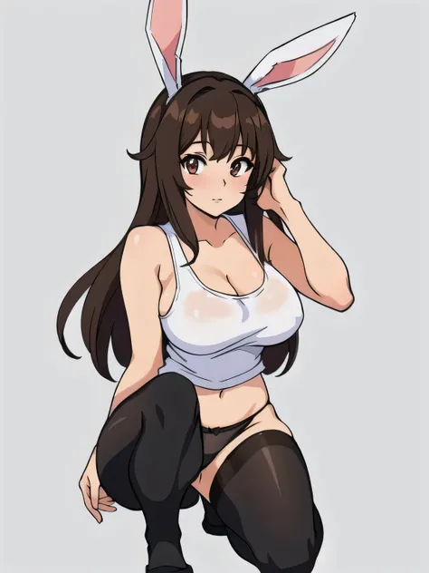 anime girl mit Hasenohren and a white top, Lola-Bunny-Fanart, OC-Kommission, Bunny Girl, casual pose, dick, mit Hasenohren, Im Anime-Stil, Order for high resolution, Charakter im Anime-Stil, ein Tanktop tragen, mit langen Schlappohren, fullbody commission ...