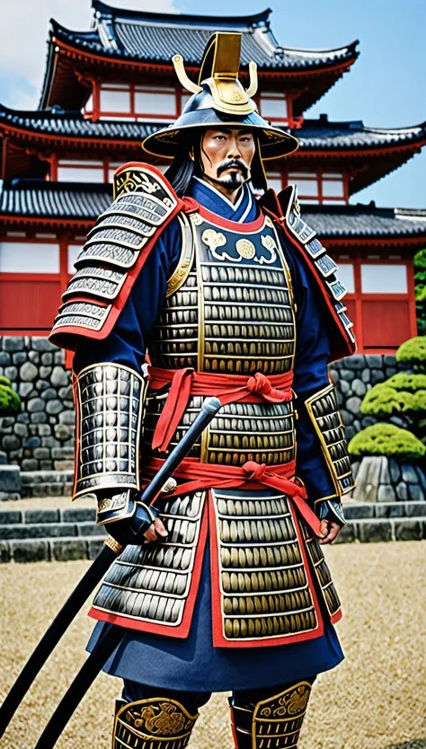 With high-definition images、Famous Sengoku Warlords、Presenting an impressive full-body depiction of Oda Nobunaga。The level of detail is incredibly deep、It&#39;s like a scene straight out of a blockbuster movie.。Azuchi Castle, a magnificent architectural ma...