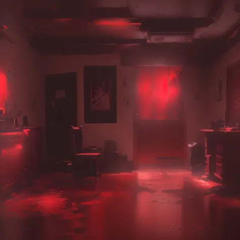 a dimly lit room, suelo rojo y una puerta, fondo animado art, colorful anime movie background, anime movie background, concepto de anime hdr anime macmanus, estilo de anime de estudio manicomio, red and cinematic lighting, fondo animado, makoto sinkai, art...