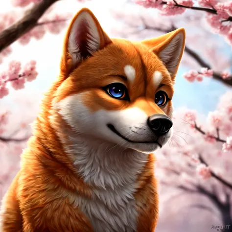 (Ultra detailed), a beautiful and intricately rendered full-size portrait of a Shiba Inu, (canine with orange and white fur), stoically looking directly at the viewer, ((anatomically correct)), ((loyal and affectionate expression)), classic pose with paws ...