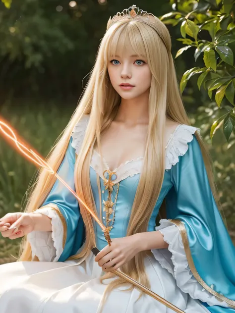 ((Full Shot:1.3))　(big 1.4)　　((highest quality)), ((masterpiece)), (Get used to it), Perfect Face　(1 girl)　(French)　(She is 15 years old、The cutest and most beautiful fantasy girl in France)　((highest quality)), ((masterpiece)), length blonde hair 　length,...