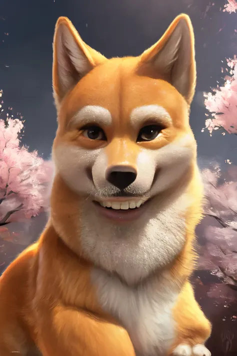 (Ultra detailed), a beautiful and intricately rendered full-size portrait of a Shiba Inu, (canine with orange and white fur), stoically looking directly at the viewer, ((anatomically correct)), ((loyal and affectionate expression)), classic pose with paws ...