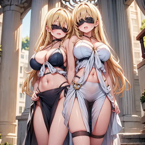 highest quality,wonderful,finely,extremely detailed CG Unity 8K wallpaper, (Stand in line:1.2), (3 girls, blonde, clothed), (huge breasts:1.2), (cleavage cutout:1.1), (crop top navel:1.1), (open mouth:1.1), (long tongue:1.1), (mouth drool:1.1), (black stoc...