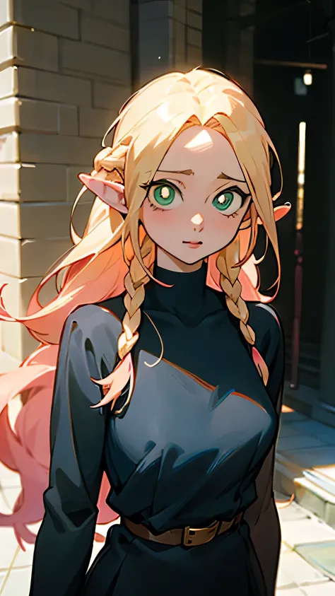 anime girl with pink hair and black top walking on the street， seductive anime girl， long hair anime girl， beautiful anime girl， Attractive anime girl， anime girl， Blonde anime girl long hair， Beautiful and seductive anime woman， （anime girl）， Anime visual...